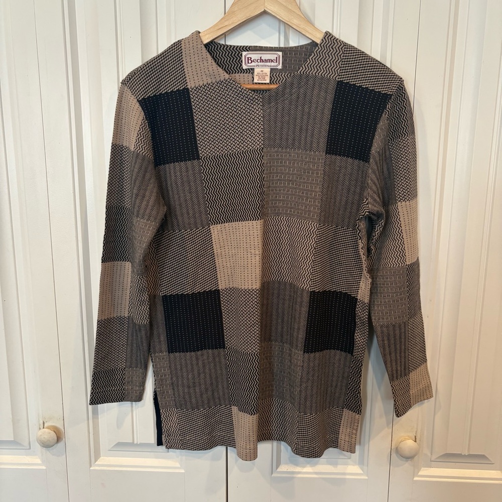 Bechamel Tan And Black Plaid Top Size PP‎